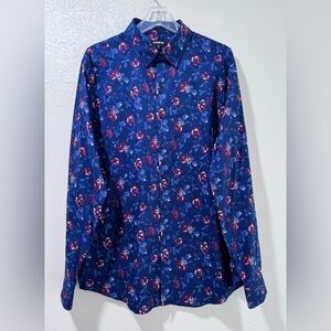 Express Long Sleeve shirt Floral blue XL Slim